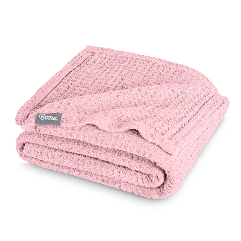 Couverture en coton gaufré, Jeté, Light Pink