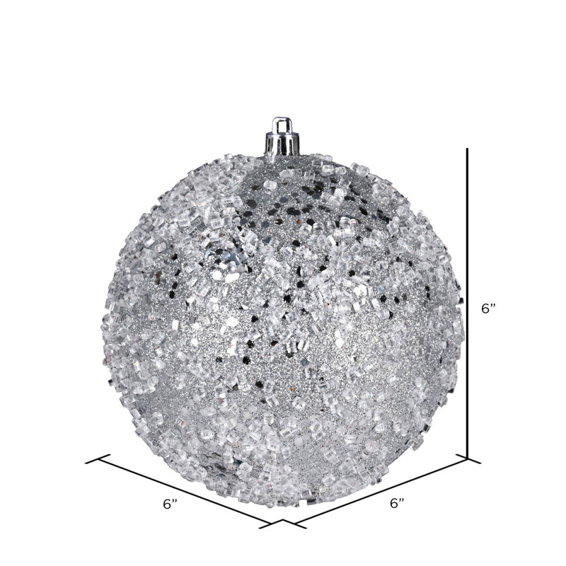 Ornement boule scintillante, H 6 po x l 6 po x P 6 po, Argent, 4