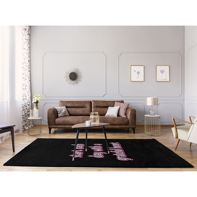 Tapis en polyester de style tableau noir à citations remerciements, Rectangle 8 pi x 10 pi