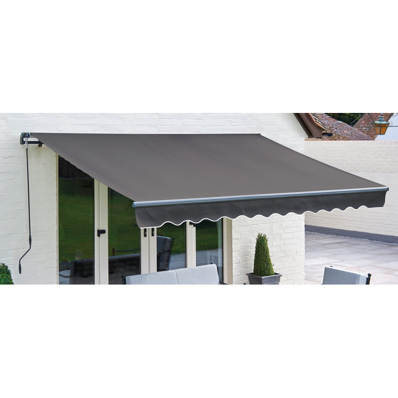 Dakota Fields Grey Outdoor Cover Retractable Patio Awning, 350cm W x 250cm D