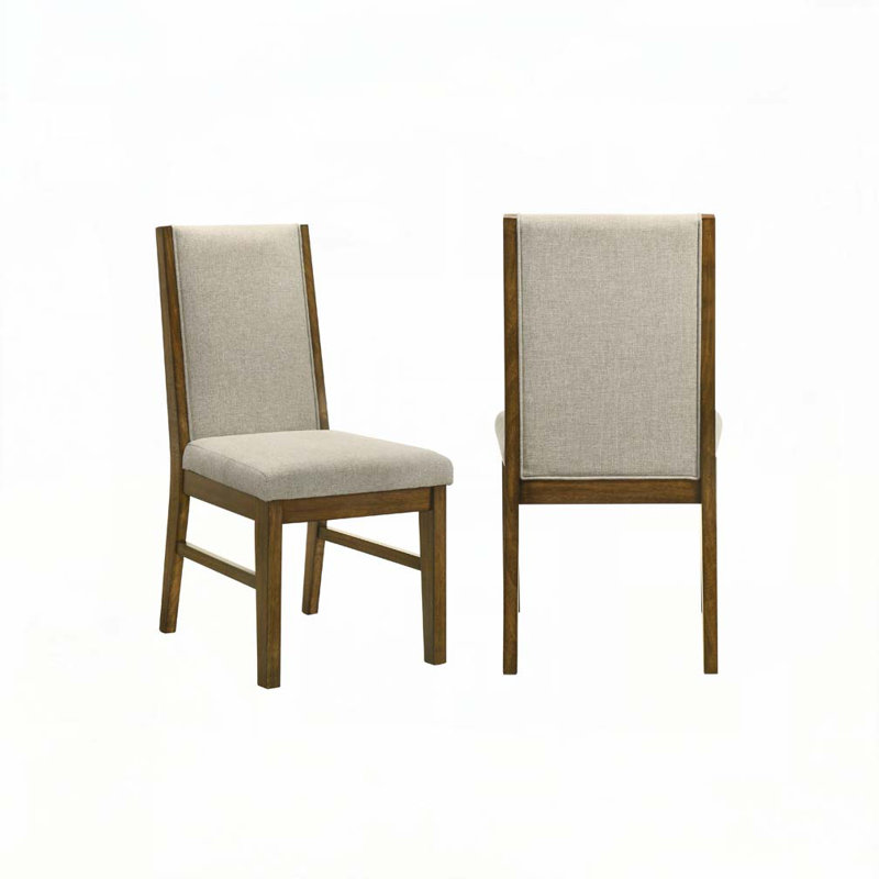 Upholstered Soft Neutral Fabric Wooden Dining Chairs