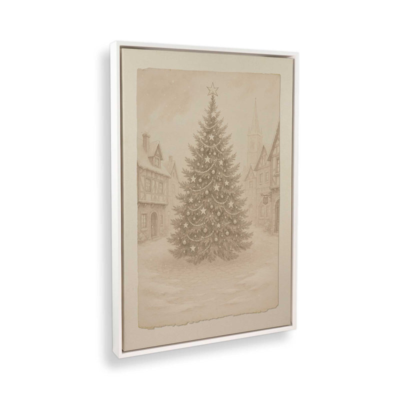 «Town Square Noel», reproduction d'art sur toile, H 36,75 po x l 24,75 po, Blanc opaque