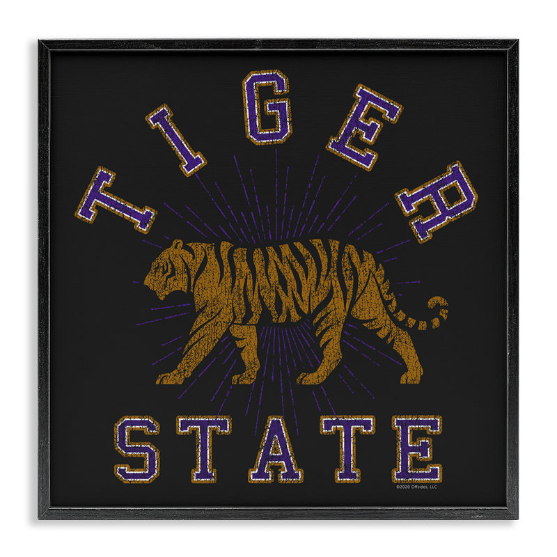 Estampe numérique rétro «Tiger State» par Spirit Animals / Life Is High, Giclée encadrée noir minuit, H 24 po x l 24 po