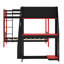 Lit superposé triple en L avec bureau, lit mezzanine simple en forme de L avec lumières DEL, tablettes de rangement, lit superposé triple en bois