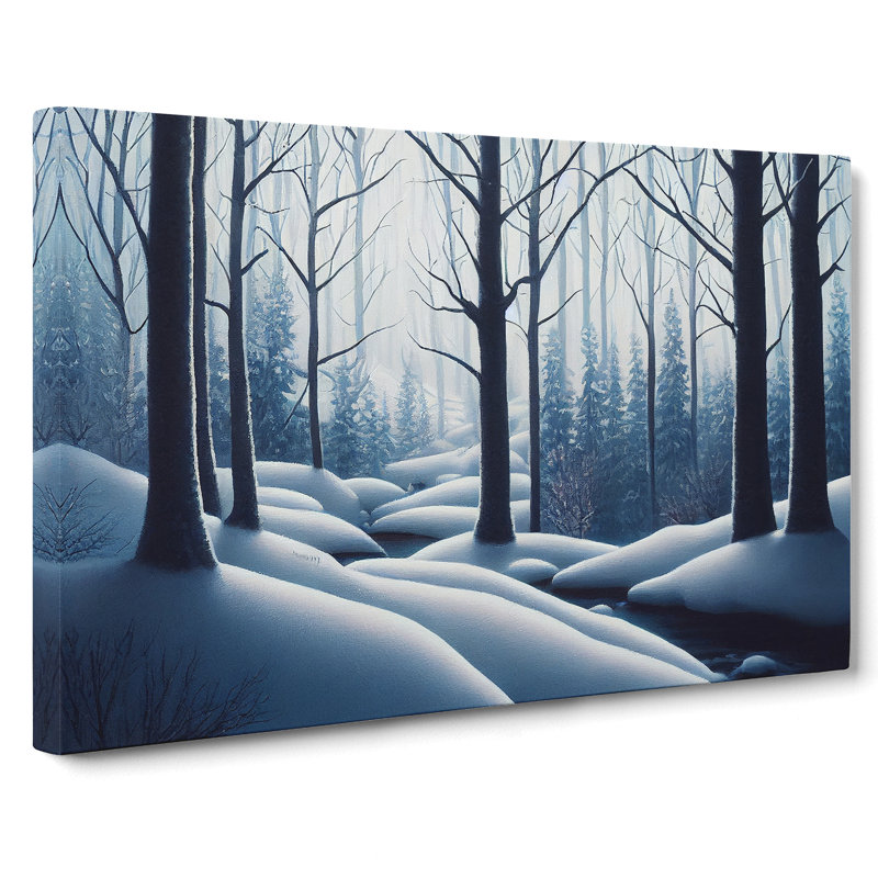 Snowy Winter Forest Vol.2 - Wrapped Canvas Painting, 35cm H x 50cm W x 3cm D
