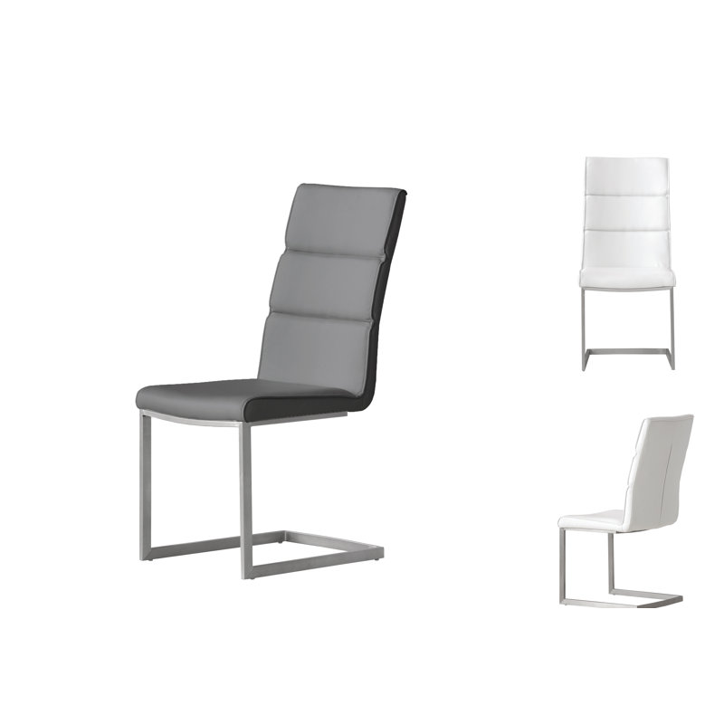 Duomo 19'' H Ultra Suede Fabric Upholstered Metal Side Chair, Grey