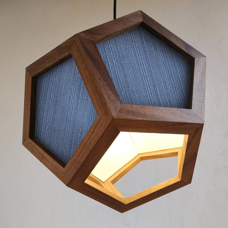 Belfiore 1 - Light Oil Geometric Pendant, Dark Oak/Blue