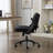 Cross-Legged Wide Seat Office Chair with Flip-Up Armrests, Swivel Wheels & Adjustable Height-1445543417-1445543423