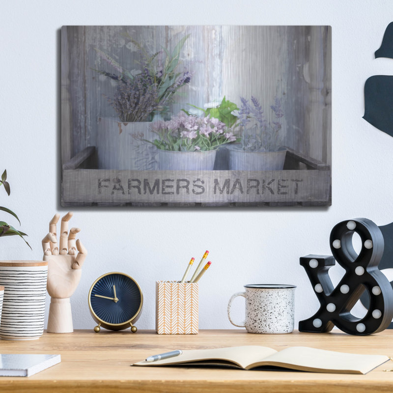 Art mural en métal de luxe «Farmer's Lavender» par Lori Deiter, H 12 po x l 16 po