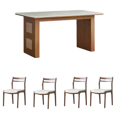 Medieval-style sintered stone dining table set