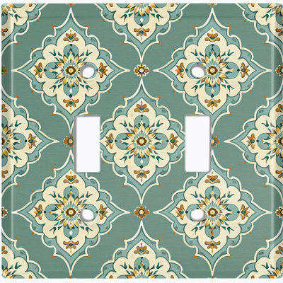 Metal Light Switch Plate Cover; US Standard Size 2 Gang Toggle - Moroccan Tile Pattern