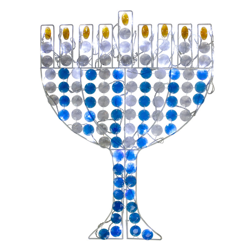 Menorah Hanoucca 24 po avec lumière DEL bleue et blanche 24 po