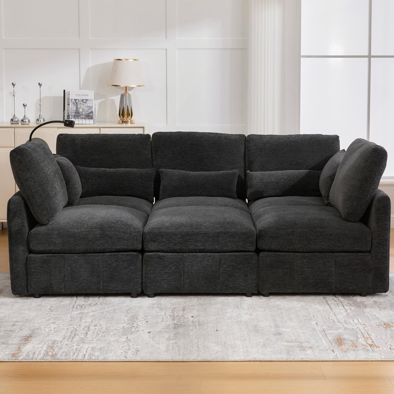 Canapé modulaire Modern, Chenille noir