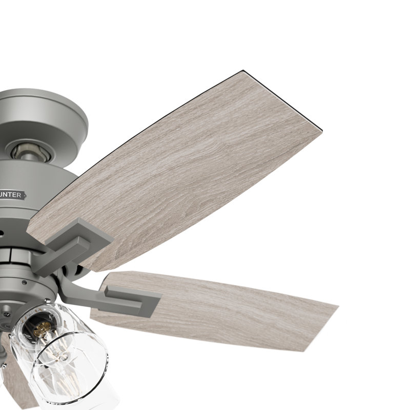 Gatlinburg Easy Install 5-Blade Standard Ceiling Fan With Lights and Remote, 44", Matte Silver