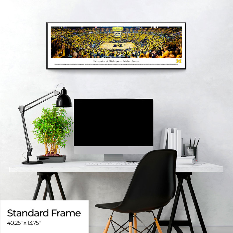 NCAA Michigan Basketball Panoramic Print, Black Floater Framed, 13.75" H x 40.25" W x 0.88" D