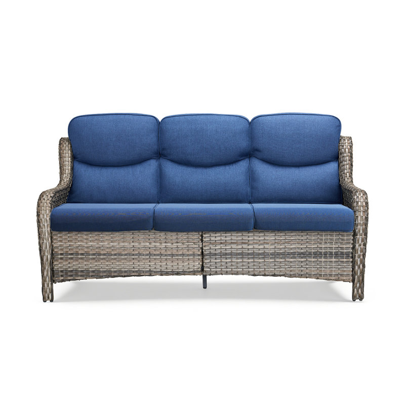 Canapé de patio de 72 po de large avec coussins de 5 po Simino, Bleu, Gris