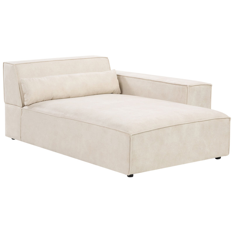 Netanya Upholstered Chaise Lounge, Beige Velvet , Right Hand Facing