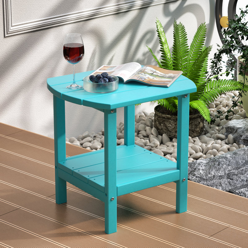 Patio Adirondack Side Table, Outdoor End Tables All-Weather Resistant HDPE Humidity-Proof Long Time Use for Deck, Lawn,Garden, Porch, Backyard End Table