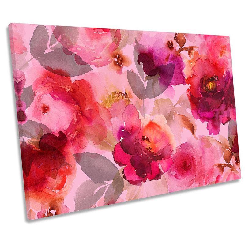 Pink Floral Flower Petals - Wrapped Canvas Print, 30.5cm H x 45.7cm W x 2cm D