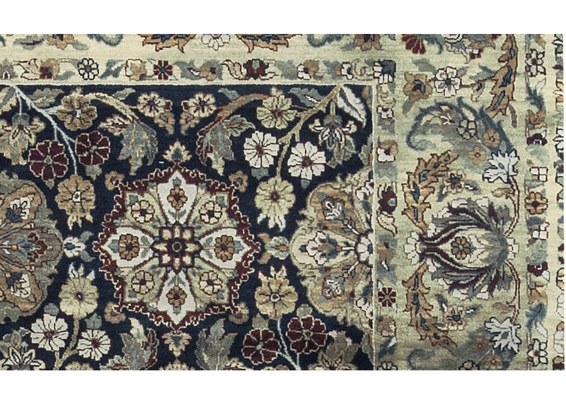 Magnolia Wool Oriental Area Rug in Beige/Black