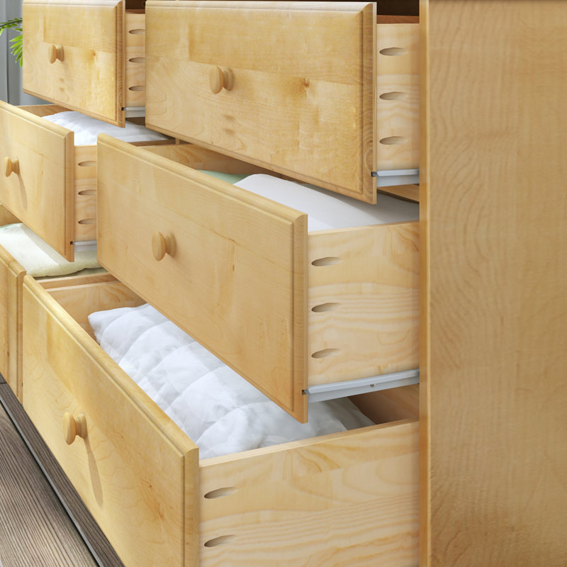 Commode 6 tiroirs en bois massif, Naturel