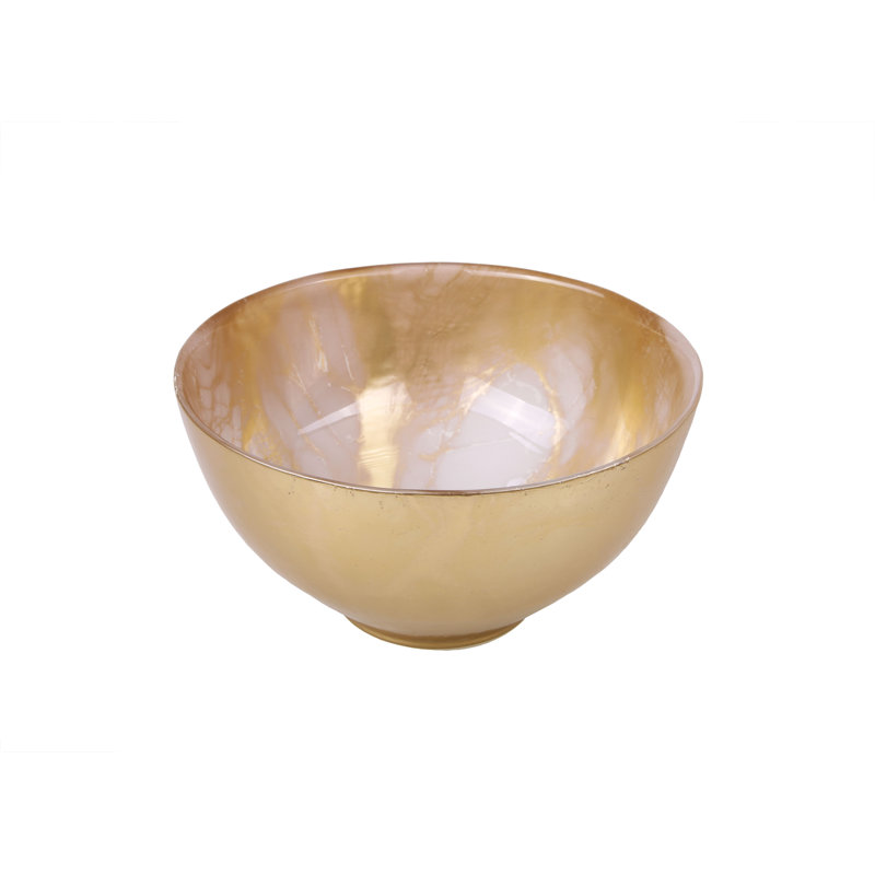 Gold-White Marble Bowl, 6"D