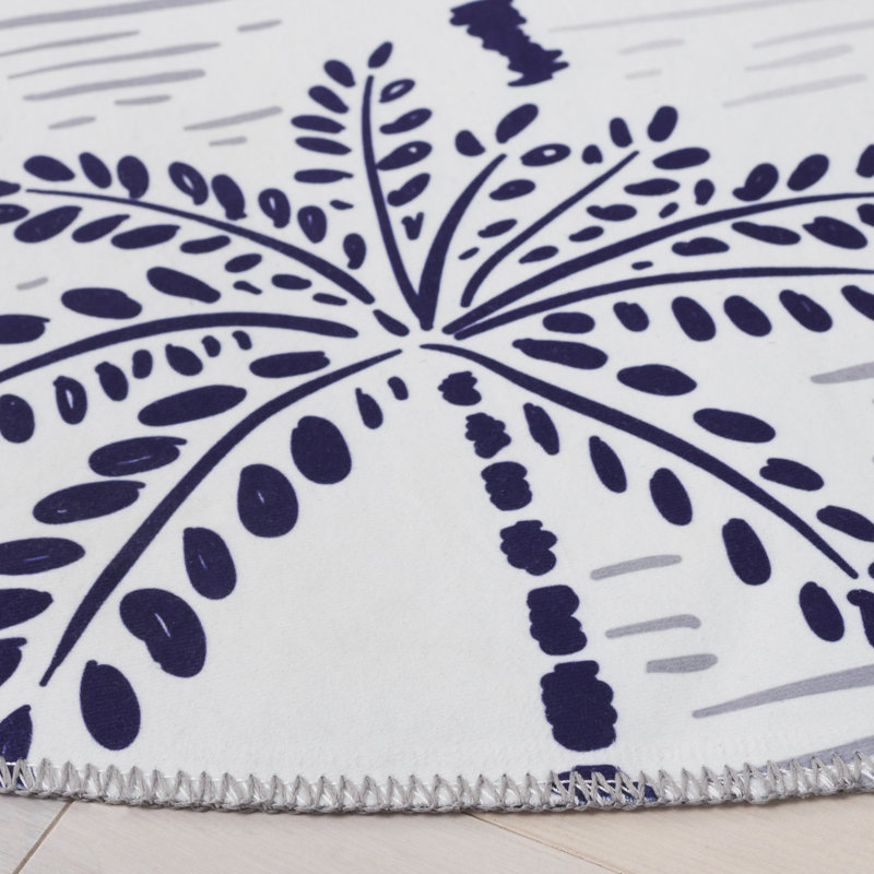 Tapis ivoire / bleu marine Malibu828, Rond 6 pi