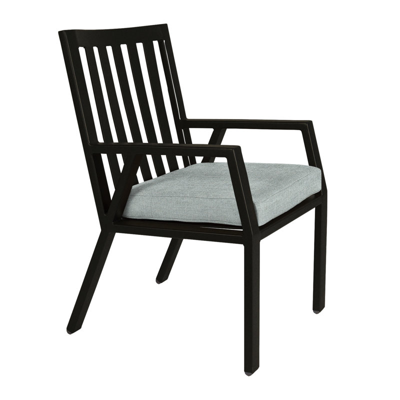 Aris Outdoor Dining Armchair, Carbon Black, Flagship Stone Sunbrella®