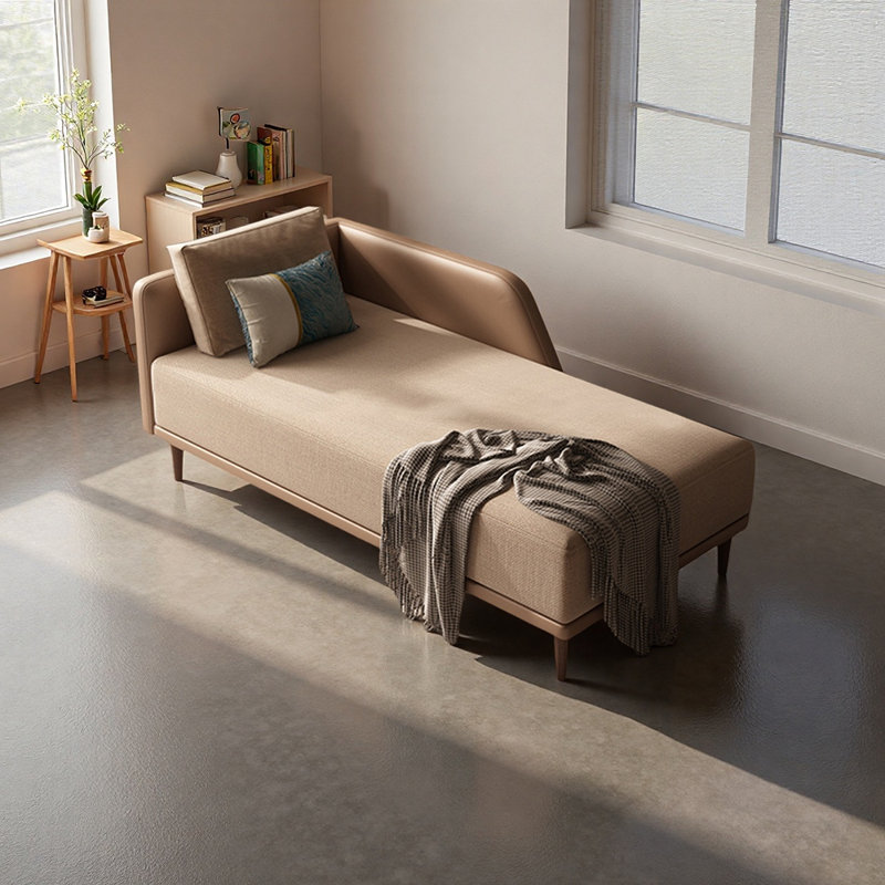 Chaise longue minimaliste avec éponge, Left Hand Facing, Light brown