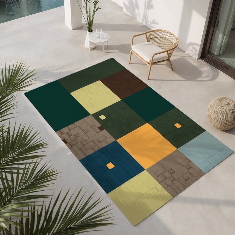 Tapis intérieur et extérieur Green Grids, Rectangle 1 pi 6 po x 2 pi 6 po