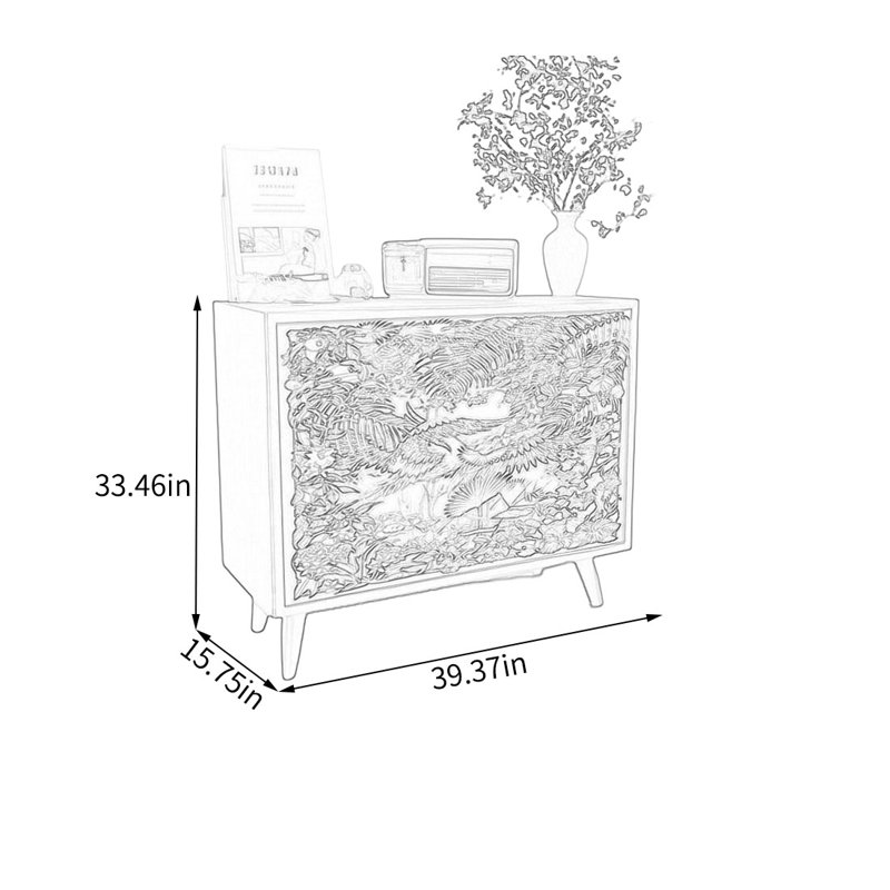 Armoire de rangement décorative en noyer