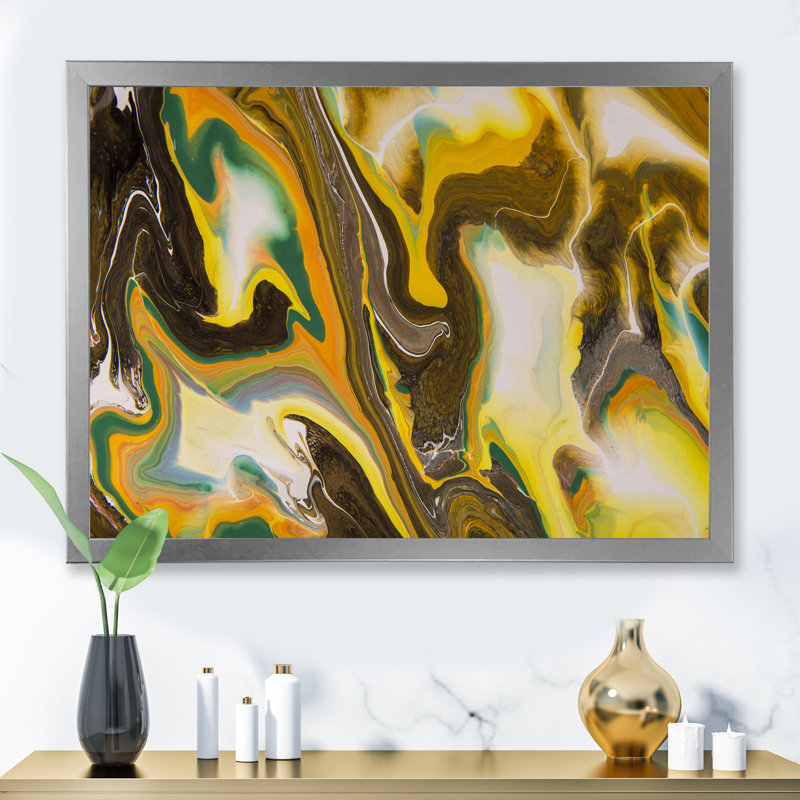 «Green Green and Marble», reproduction d'art sur toile, H 24 po x l 32 po, Toile argentée avec cadre d'angle fermé