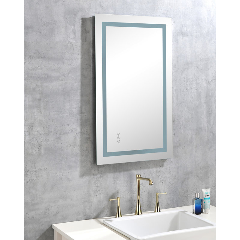 Miroir de salle de bain à DEL avec éclairage avant et arrière, anti-buée, mémoire