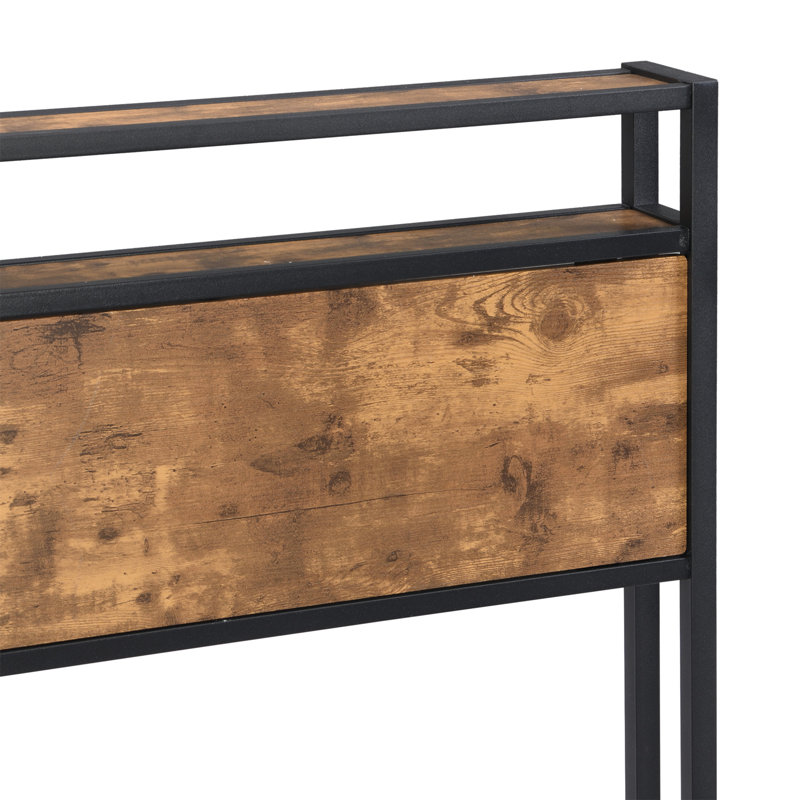 Metal Platform Bed Frame with Wooden Headboard , No Box Spring Needed, Easy Assemble, Full, Black