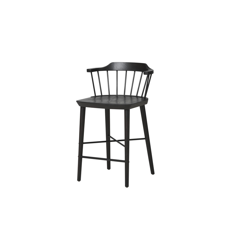 Exchange Bar Stool with Solid Wood Frame with Metal Frame, Black