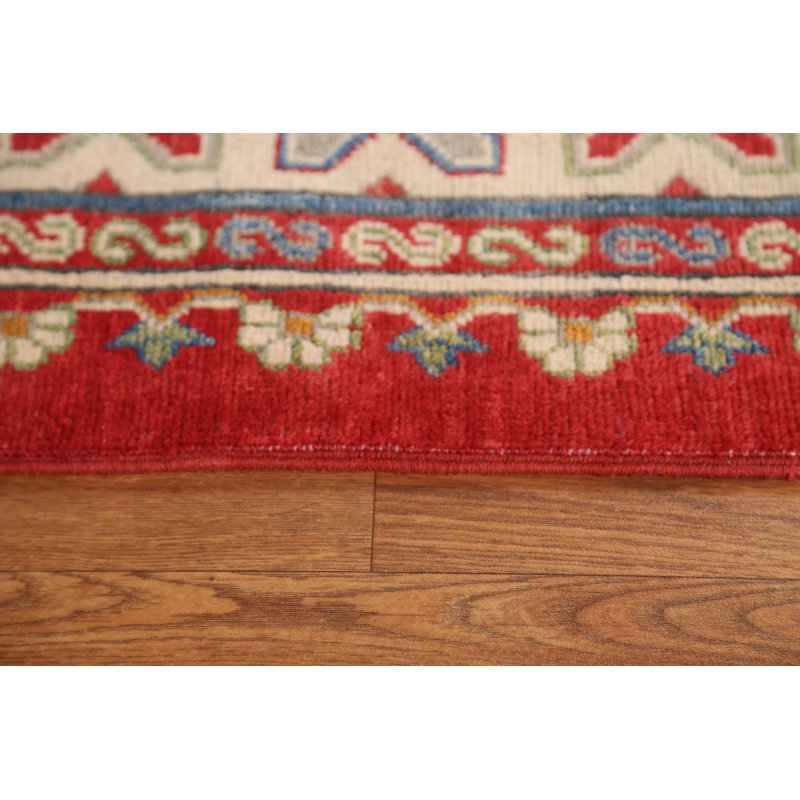 Tapis unique en laine noué à la main 6 pi 11 po x 9 pi 8 po nouvel âge en rouge / beige / bleu