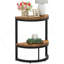 Table de bout demi-lune 2 niveaux Slim, table d'appoint en bois brun rustique 19,69 po avec tablette de rangement pour petits espaces, salon, chambre à coucher, assemblage facile
