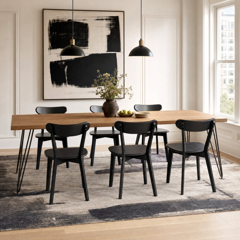 Ensemble de 4 chaises d'appoint 100% chêne massif H 17,7 po, Chêne noir, 4