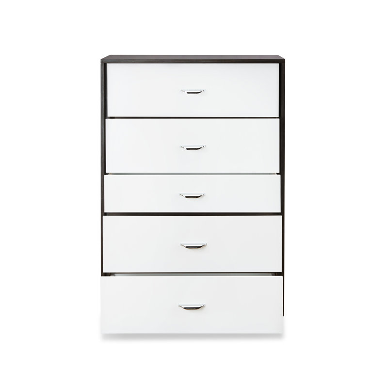 Commode 3 tiroirs, Blanc / Espresso