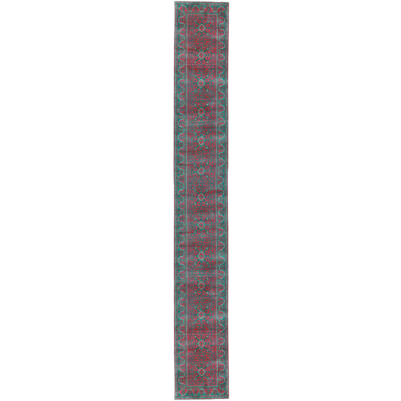 Hand-Knotted High-Quality Red/Green Runner Area Rug