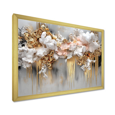 Murmure cascade d'or et de fractale blanche I - fractales, art mural