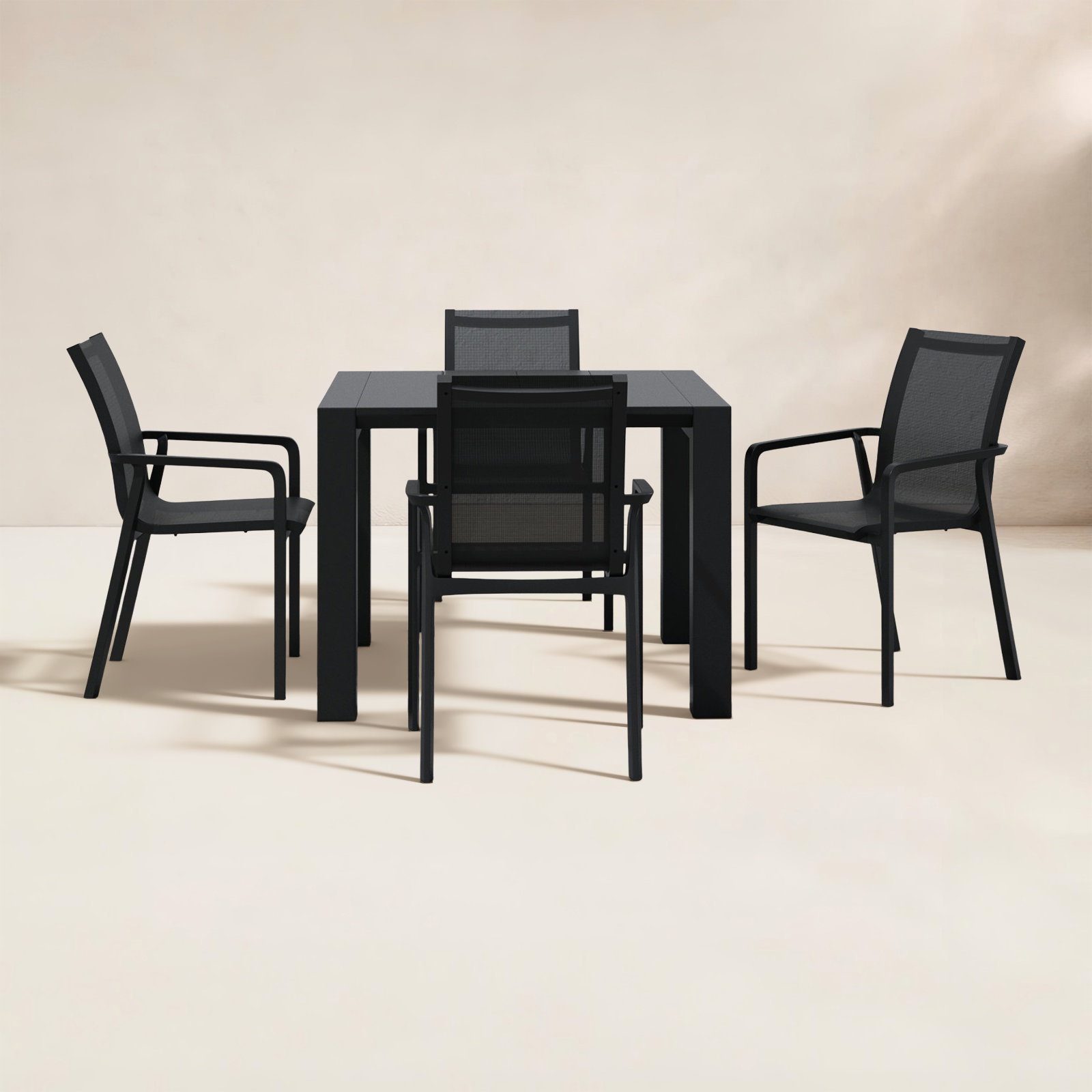 Farrah 55" Patio Dining Set, Black