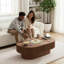 Table basse ovale, table basse cannelée moderne Mid-Century avec piédestal, table basse classique en bois