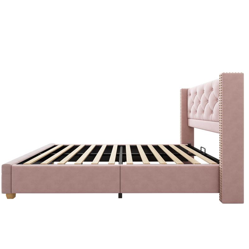 Upholstered Storage Bed, Pink