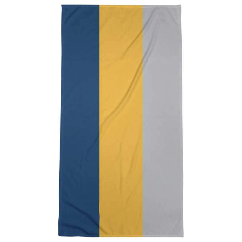 Cotton Blend Lightweight Bath Towel, Navy Blue/Gold/Cool Gray