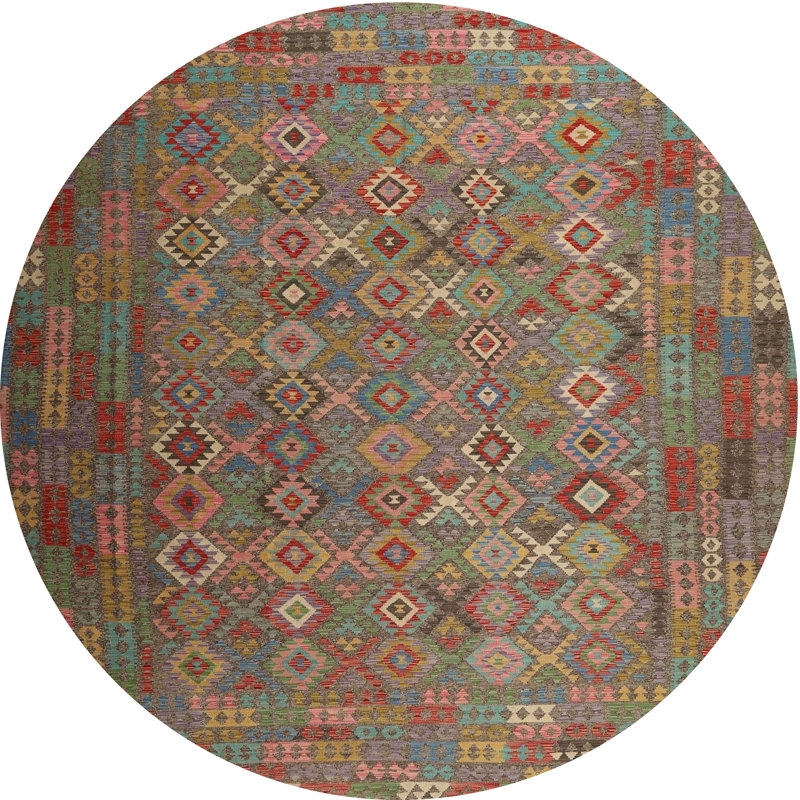 Tapis brun/vert zone contemporaine, Rond 6 pi