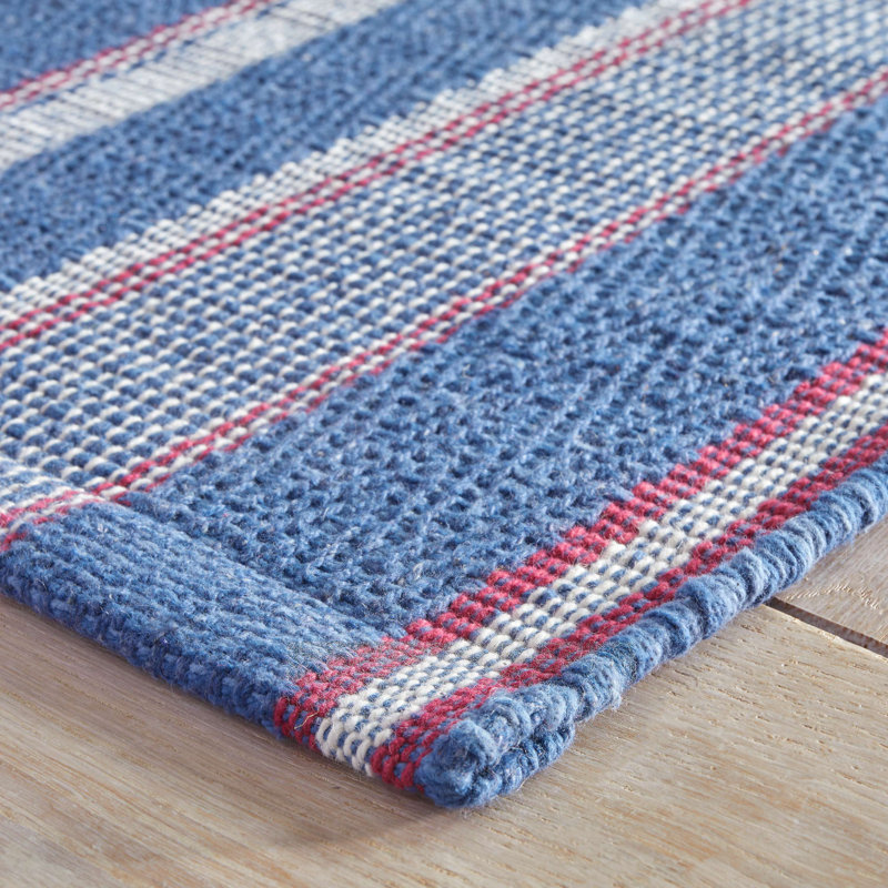 Hillsgrove Stripe Denim Handwoven Cotton Rug, Rectangle 9' x 12'