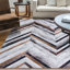 Machine Washable Modern Geometric Stripe Design Rug Brown/Ivory Multi-1943333627