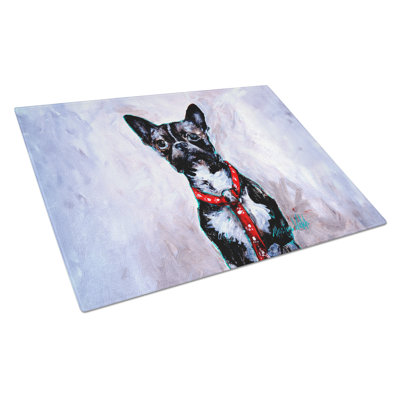 Boston Terrier Ziggy Glass Cutting Board