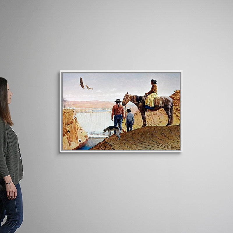 Art mural sur toile Norman Rockwell Glen Canyon Dam, H 34 po x l 50 po x P 1,75 po, Cadre flottant blanc